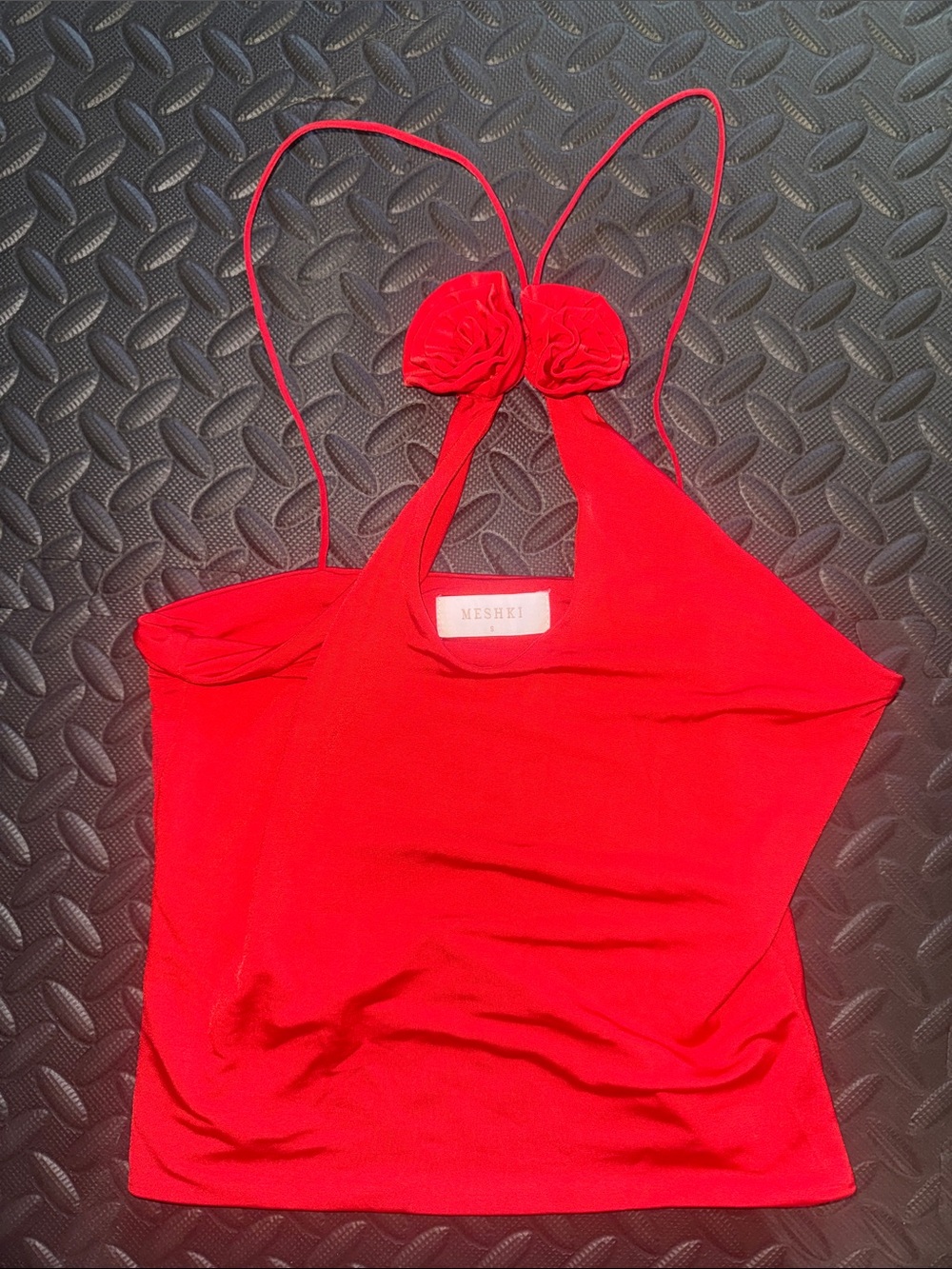 Meshki Red Rose-Detail Halter Camisole